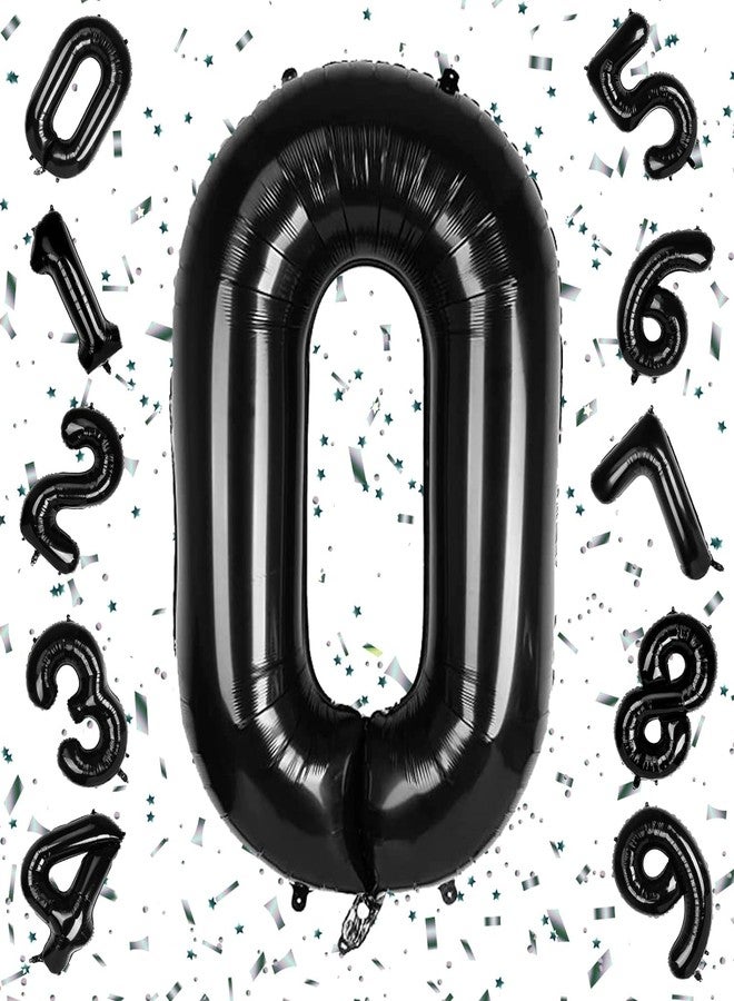 Flyloons 0 number Black Foil Balloon 16 inch Size Birthday Decoration Items | 1st Year Balloons | Zero